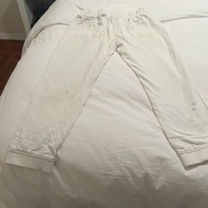 ATM White Distressed Sweatpants
